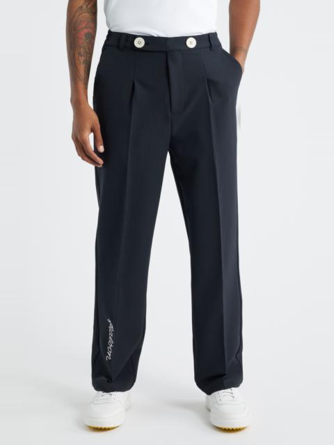 malbon Malbon Golf Oliver Pleated Straight Leg Pants in Black at Nordstrom