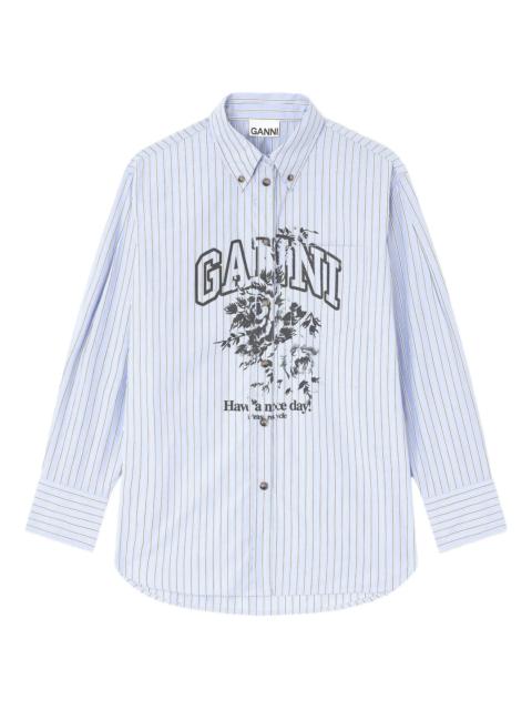 GANNI Stripe Cotton Oversized Shirt