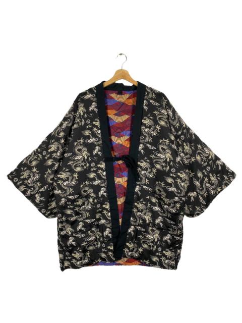 Other Designers Japanese Brand - Vintage Kimono Japan Drangon Fullprint XL Size Black Colour