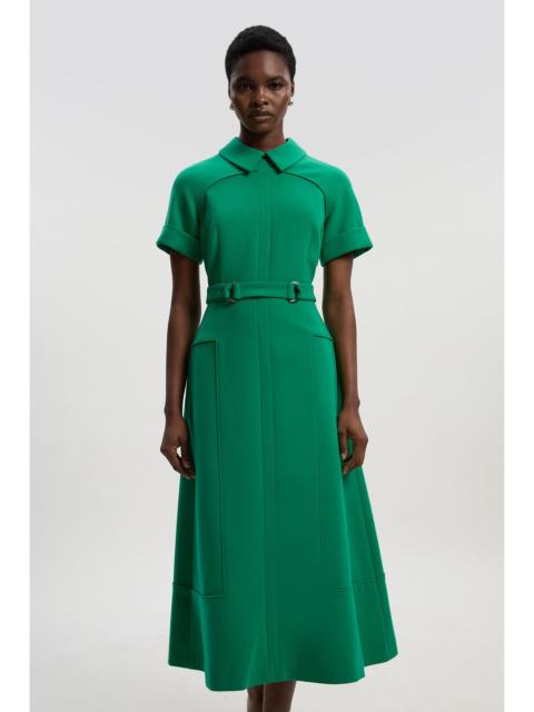 KAREN MILLEN Compact Stretch Tab Detail Full Skirted Midi Dress