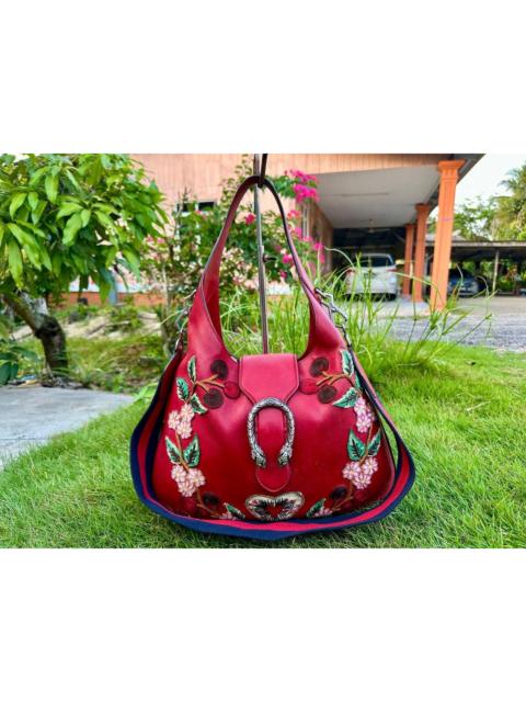 GUCCI Authentic Gucci Dionysus Embroidered Leather Medium Hobo Bag