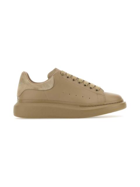 Beige Leather Sneakers With Beige Leather Heel