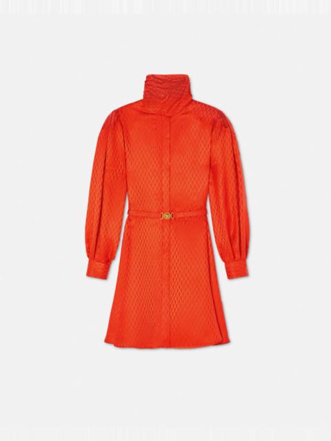 VERSACE V Allover Jacquard Silk Lavallière Mini Dress