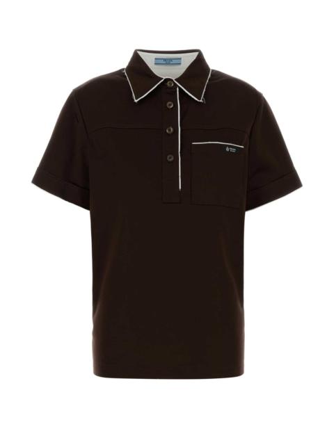 Prada Prada Women Chocolate Cotton Polo Shirt