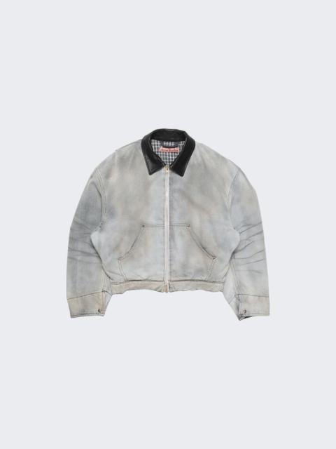 Acne Studios Faded Denim Bomber Jacket White And Black
