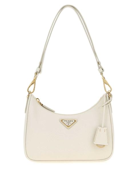 Prada Prada Women Ivory Leather Mini Prada Re-Edition Shoulder Bag