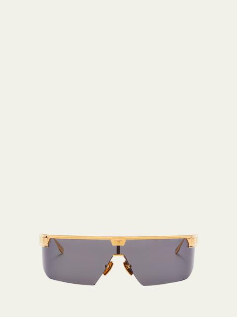 Balmain Major Half-Rimmed Titanium Shield Sunglasses