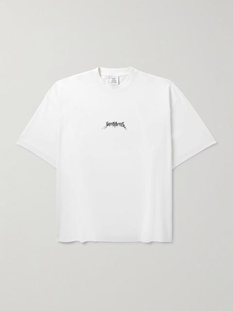 VETEMENTS Logo-Print Cotton-Jersey T-Shirt White