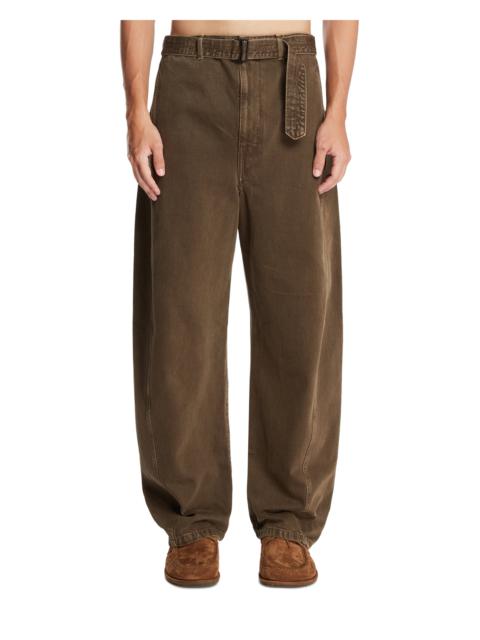 Green Twisted Trousers with Belt