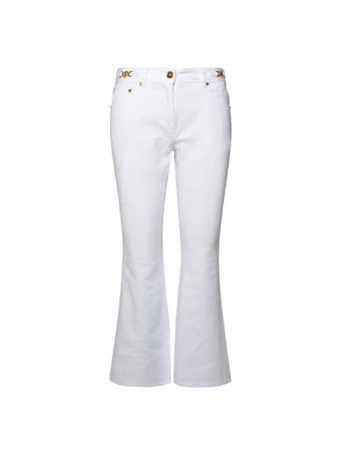 VERSACE Versace White Cropped Flared Jeans, Size 27