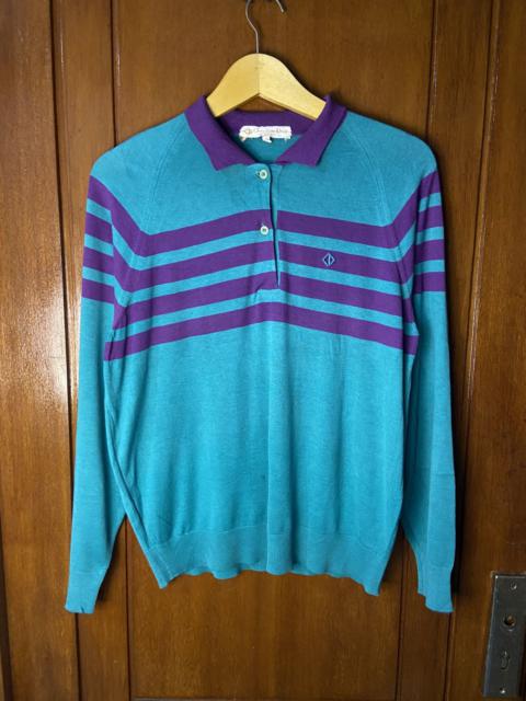 Vintage Christian Dior Sports Stripe Polo Shirts Knit
