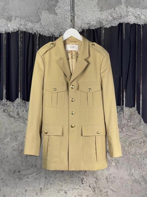 CELINE Celine x Hedi Slimane saharienne gold buckle coat 