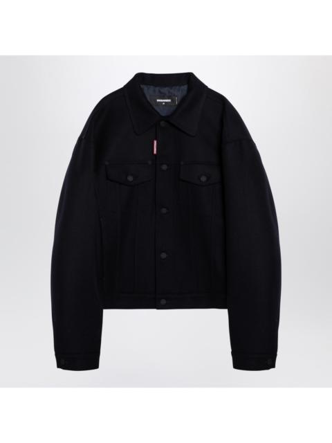 Dsquared2 Navy Blue Jacket In Wool Blend