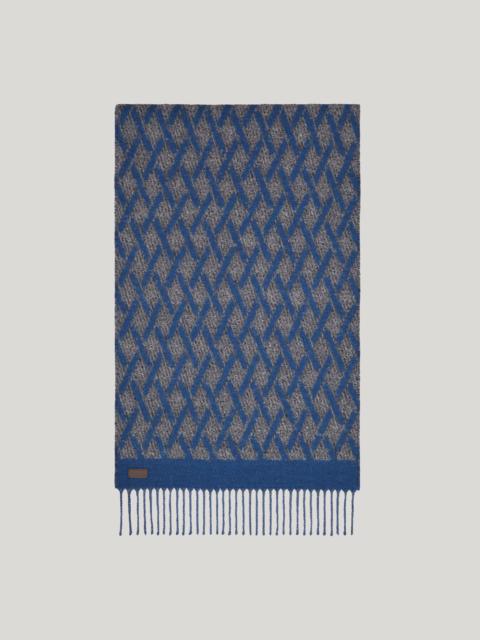 Canali BOUCLÉ SCARF, GRAY/BLUE LOZENGE MOTIF