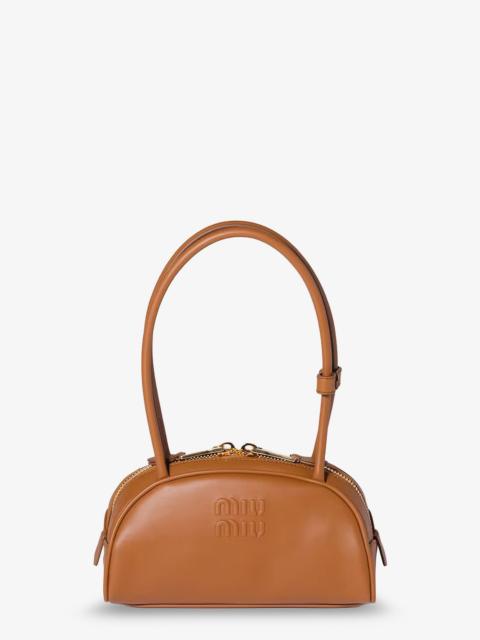 Miu Miu Miu Miu Beau Leather Handbag Brown