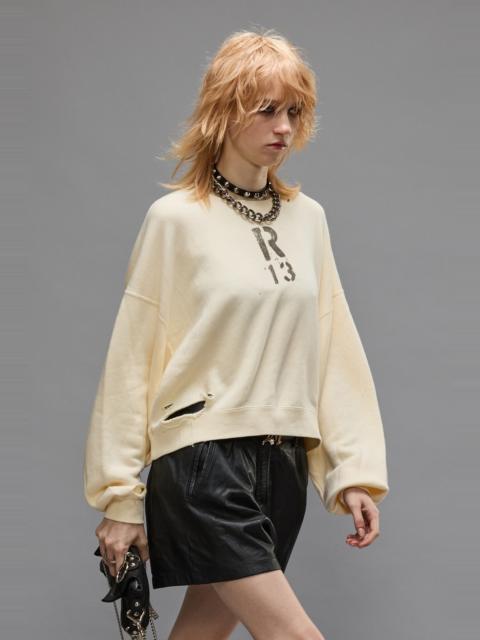 R13 CROPPED R13 CREWNECK - NATURAL