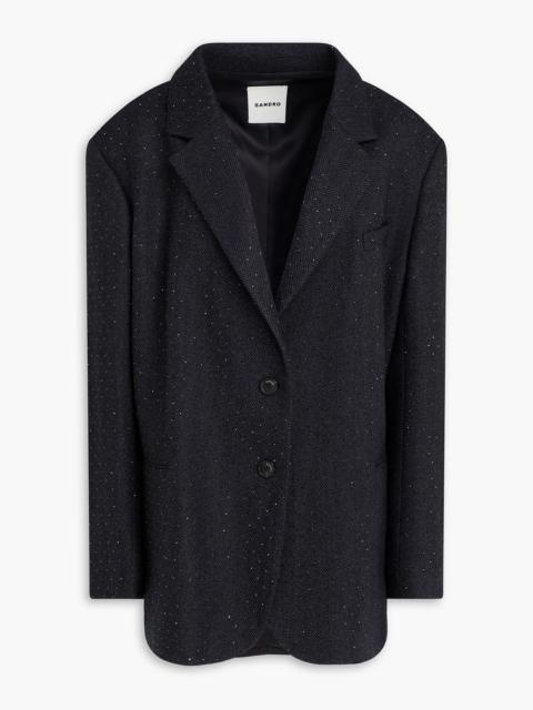 Sandro Crystal-embellished herringbone wool-flannel blazer