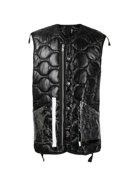 quilted transparent pocket gilet