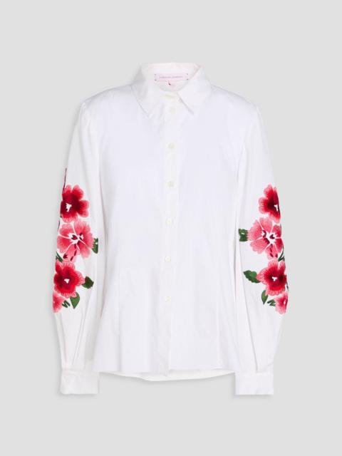 CAROLINA HERRERA Embroidered cotton-blend poplin shirt
