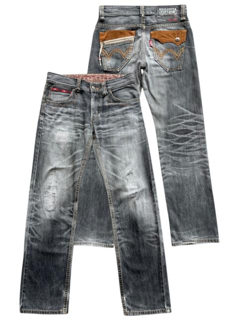 Other Designers Vintage Edwin Leather Pocket Black Denim Jeans 33x31