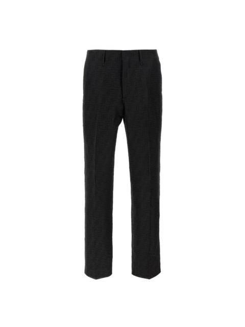 FENDI Fendi Black Linen FF Jacquard Pants