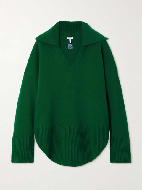 Asymmetric cashmere polo sweater Green