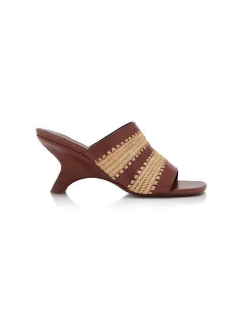 SIMKHAI Shadow Raffia Sandals tan