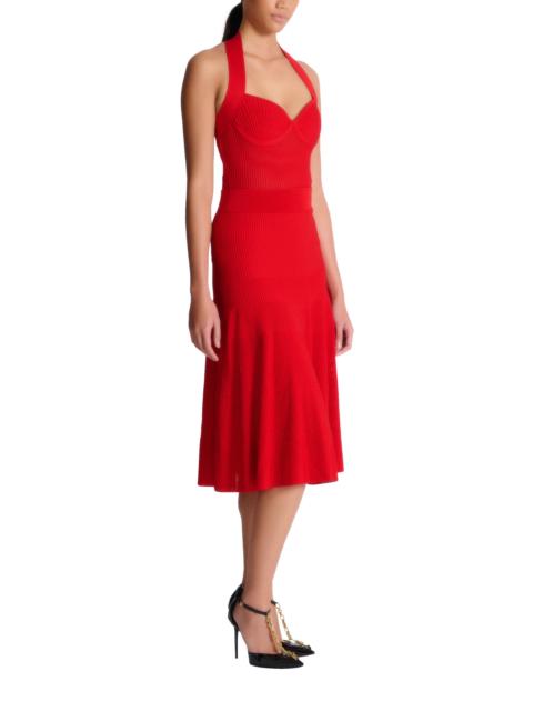 Balmain Balmain Halterneck pleated knit midi dress in Red at Nordstrom