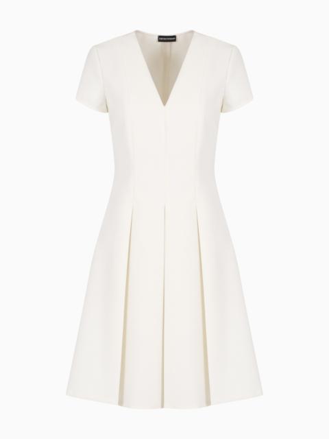 EMPORIO ARMANI LINEN-VISCOSE BLEND TROUSERS WITH IRREGULAR CHEVRON MOTIF