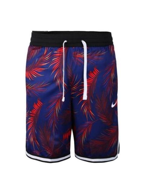 Nike Nike Flowers Logo Printing Drawstring Basketball Shorts Blue AR1322-590