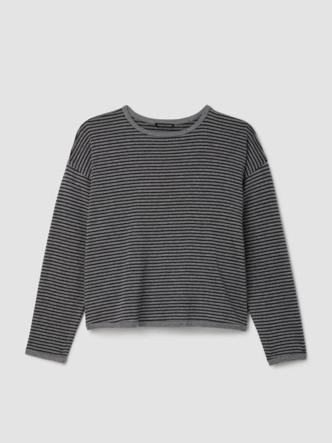 EILEEN FISHER Striped Cozy Brushed Terry Box-Top