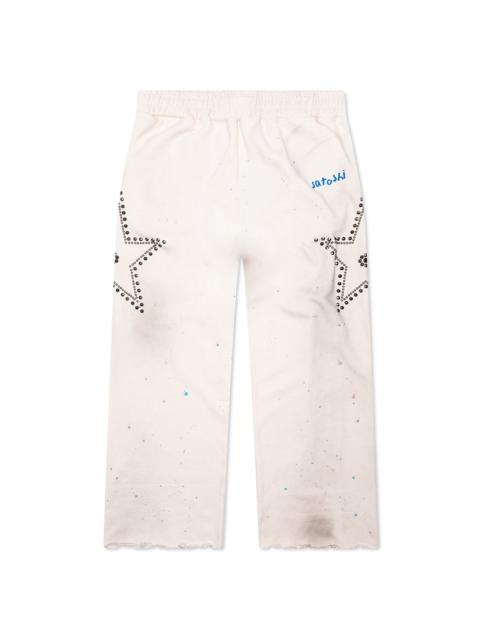 SATOSHI NAKAMOTO STAR STUDDED SWEATPANT - WHITE