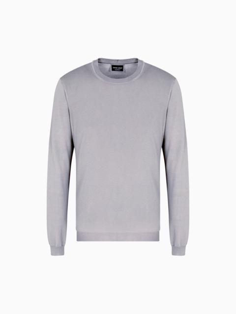 GIORGIO ARMANI LONG-SLEEVED, CREW-NECK JUMPER IN SILK AND COTTON