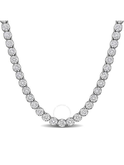 Created Forever - Created Forever 11 7/8ct TW Lab-Grown Diamond Tennis Necklace in 14k White Gold - 17 in