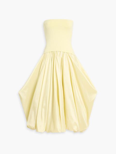 SIMKHAI Izzy strapless stretch-knit and taffeta midi dress