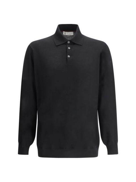 Brunello Cucinelli Brunello Cucinelli Virgin Wool Polo Shirt Black/Grey Men