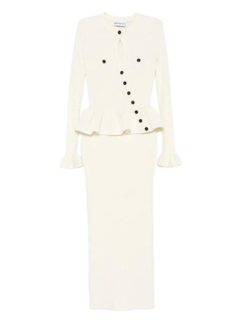 self-portrait knitted asymmetric midi dress
