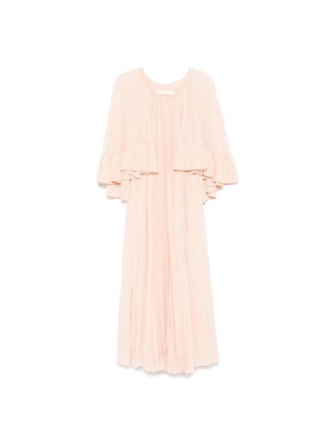 Illuminate pleated cape dress