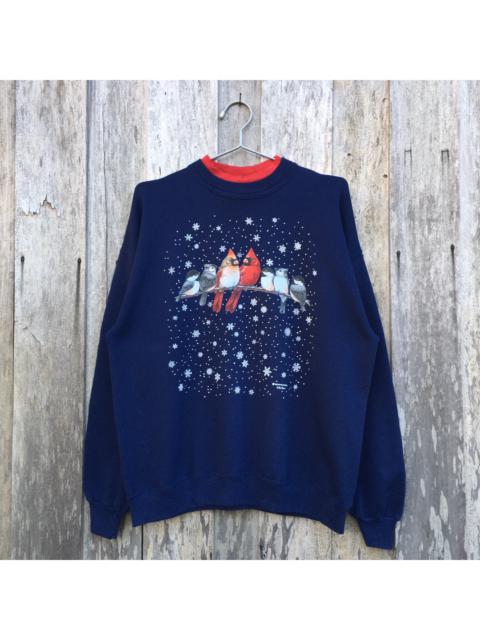 Other Designers Vintage - Vintage Hanes Animated Bird In Snow Crewneck Sweatshirt