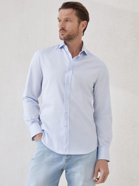 Brunello Cucinelli Twill slim fit shirt with spread collar