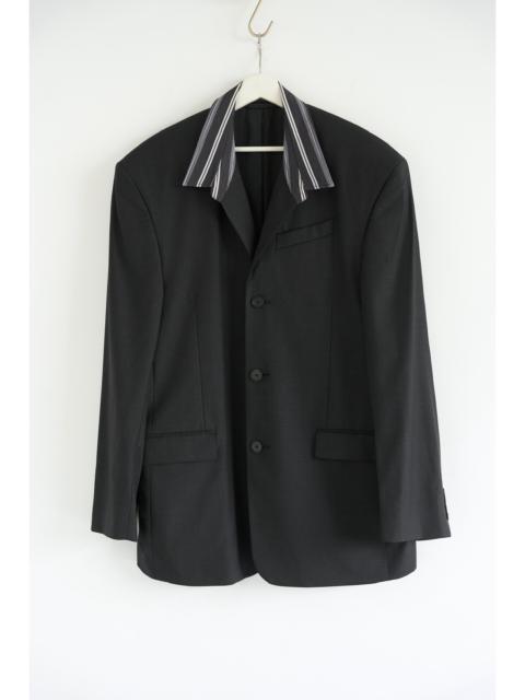 BALENCIAGA Balenciaga Grey Tailored Oversized Contrast Collar Blazer 21SS