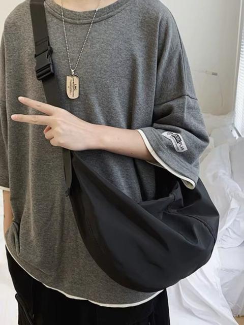 Japanese Brand - Black canvas shoulder bag