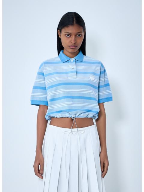 Prada Prada Women Striped Polo Shirt With Drawstring Hem