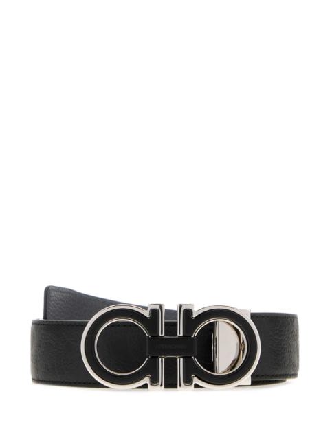 FERRAGAMO Salvatore Ferragamo Men Black Leather Reversible Belt