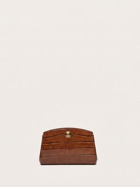 Liffner PUSHLOCK CLUTCH CHESTNUT CROC