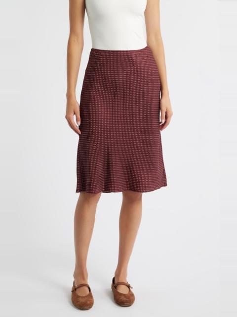 DÔEN DÔEN Elowette Pin Dot Silk Blend Twill Skirt in Burgandy Colette Dot at Nordstrom