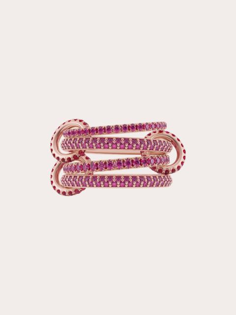 Spinelli Kilcollin Delphinus Petite 18K Gold Ruby and Pink Sapphire Linked Rings