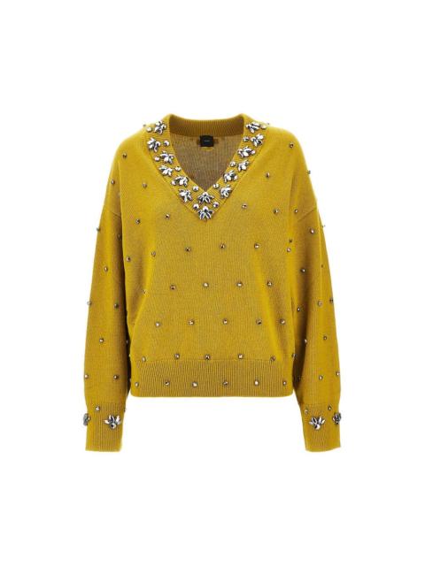 PINKO Pinko Jewelled Wool Cashmere Sweater Yellow