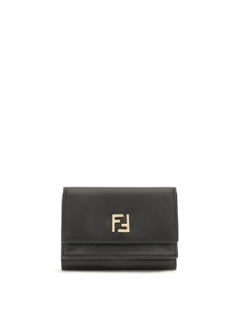 FENDI Fendi FF Mini Trifold Leather Wallet Taupe