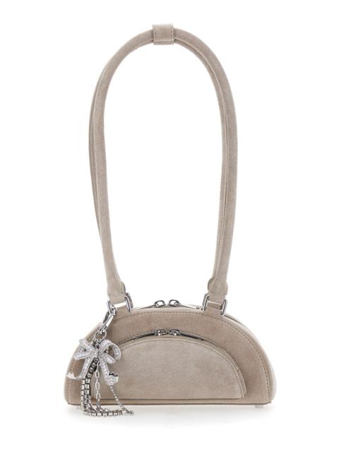 self-portrait Self-Portrait Women Grey Suede Mini Shoulder Bag With Charm